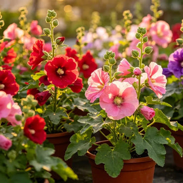 Mixed Dwarf Hollyhock Seeds - Verdseeds