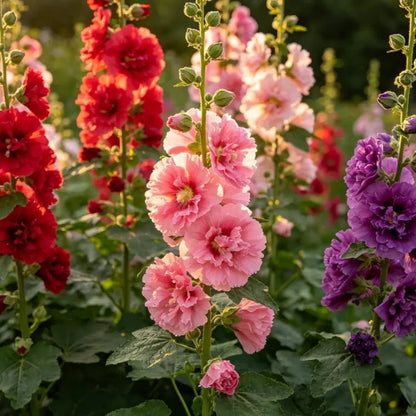 Double Petaled Mixed Hollyhock Seeds - Verdseeds