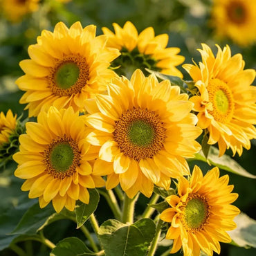 Lemon Yellow Double Multi - head Green Center Sunflower Seeds - Verdseeds