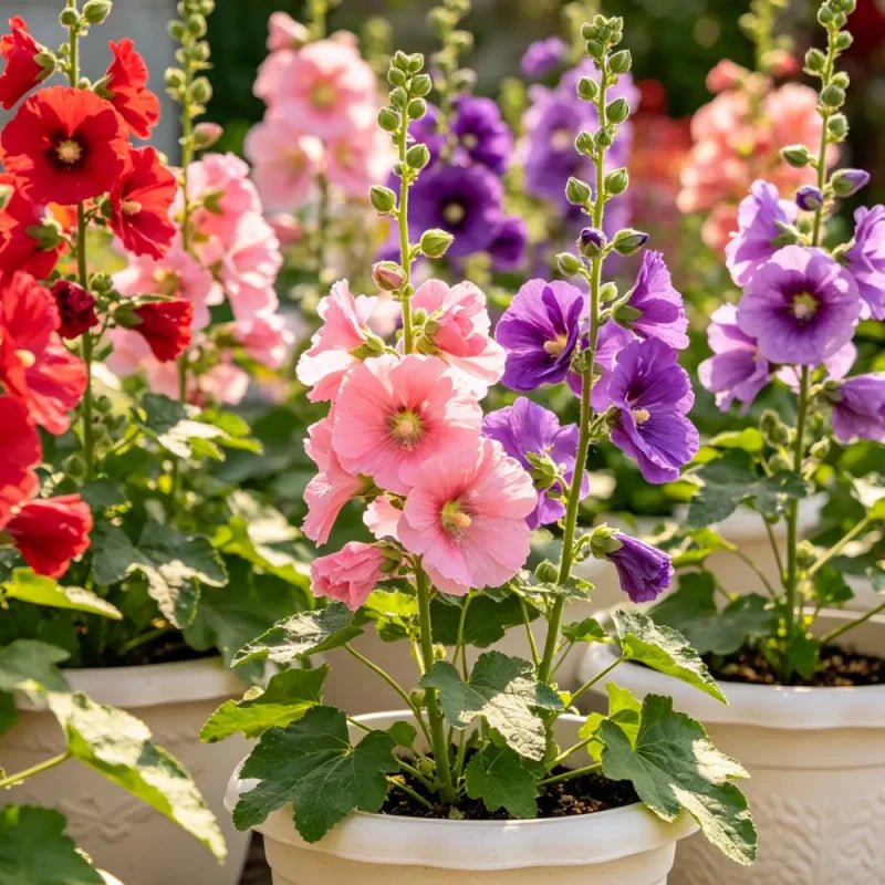 Mixed Dwarf Hollyhock Seeds - Verdseeds
