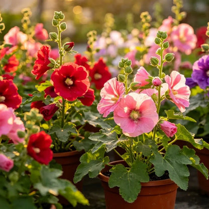 Mixed Dwarf Hollyhock Seeds - Verdseeds