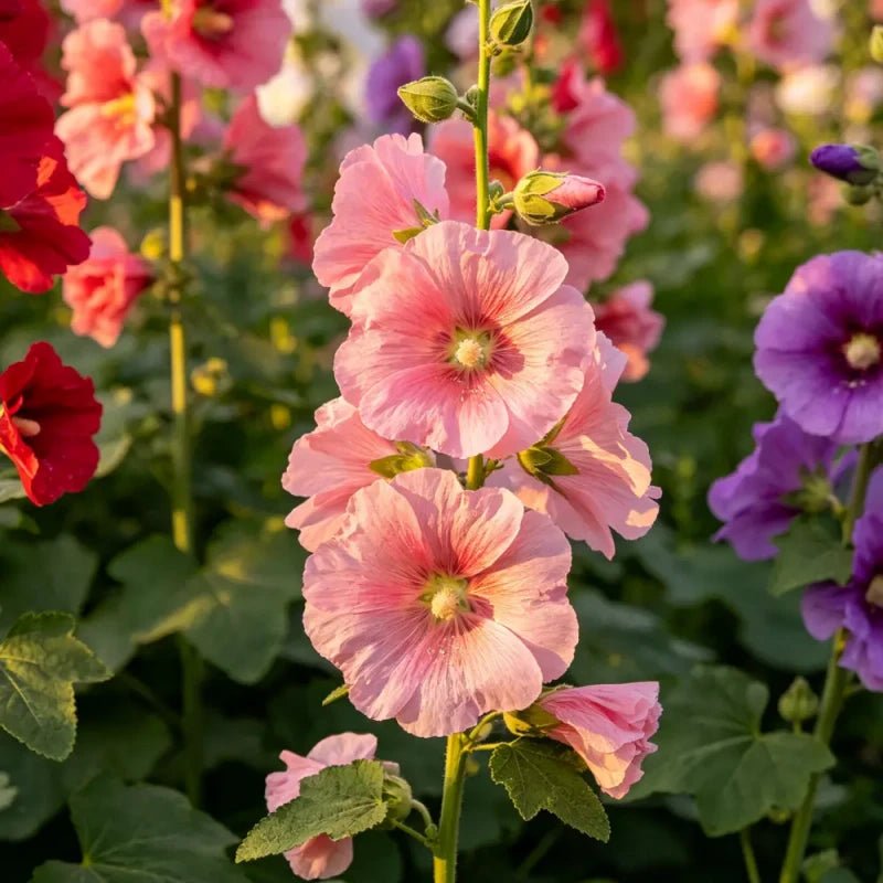 Single Petaled Mixed Hollyhock Seeds - Verdseeds