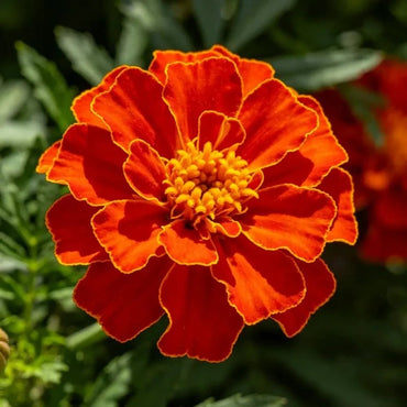 Tangerine - Red Single with Gold Edge French Marigold Seeds - Verdseeds